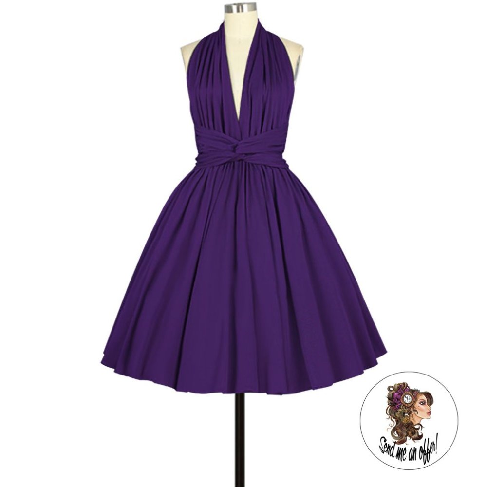 Purple Marilyn Monroe Swing Pin Up Retro Dress
